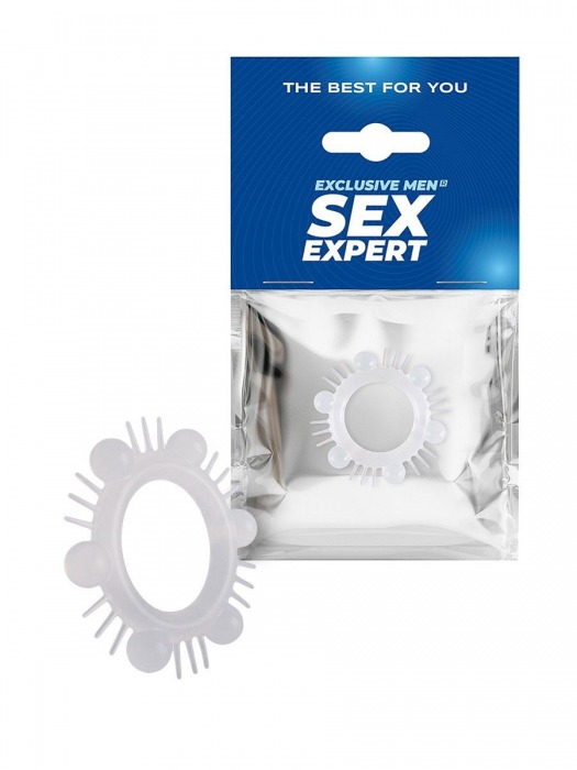 Эластичное эрекционное кольцо с шипиками и шариками - Sex Expert - в Нижневартовске купить с доставкой