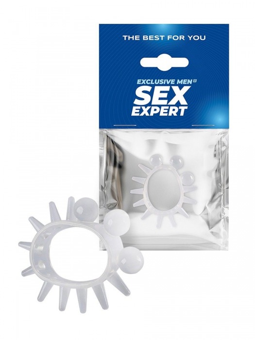 Эластичное эрекционное кольцо с шариками и лучами - Sex Expert - в Нижневартовске купить с доставкой