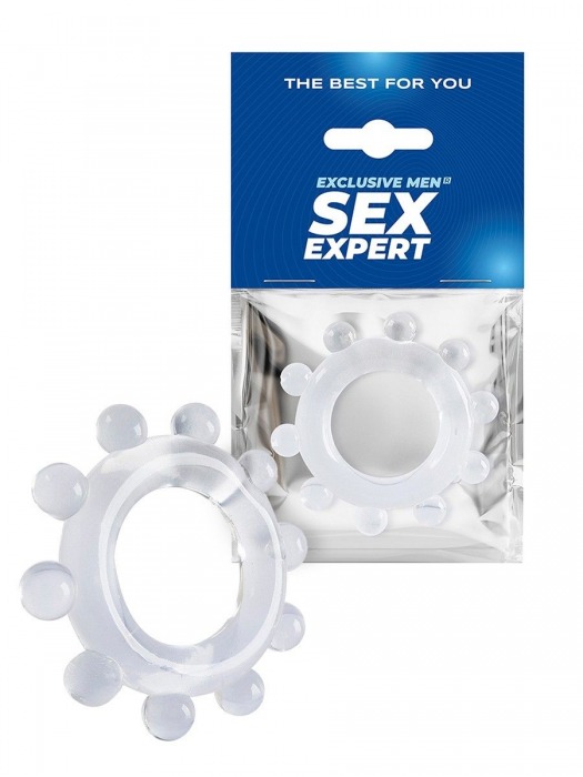 Прозрачное эрекционное кольцо со стимулирующими шариками - Sex Expert - в Нижневартовске купить с доставкой