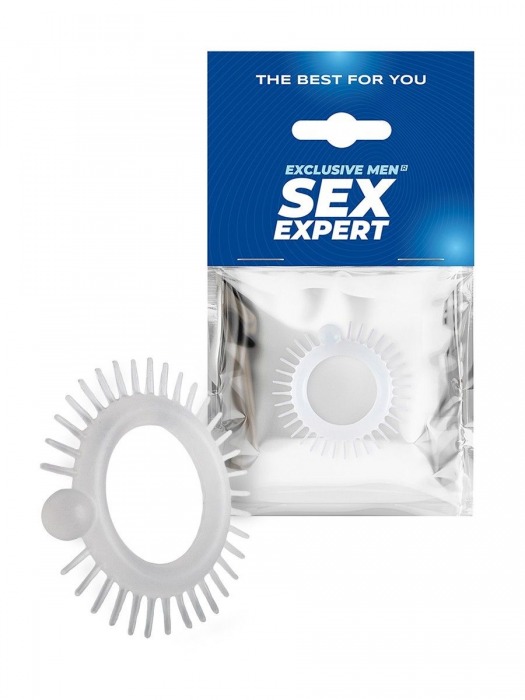 Эластичное эрекционное кольцо с шипиками и шариком - Sex Expert - в Нижневартовске купить с доставкой