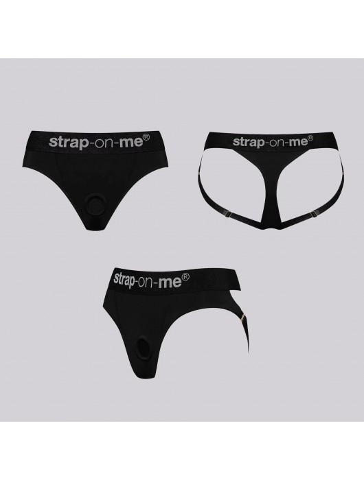 Черные трусики для фиксации насадок Harness Lingerie Heroine XS - Strap-on-me - купить с доставкой в Нижневартовске
