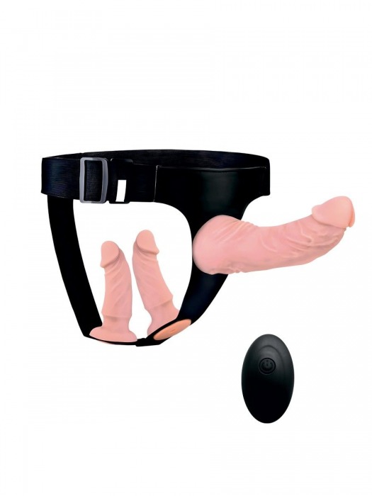 Женский страпон с 3 насадками и вибрацией - Erowoman-Eroman - купить с доставкой в Нижневартовске