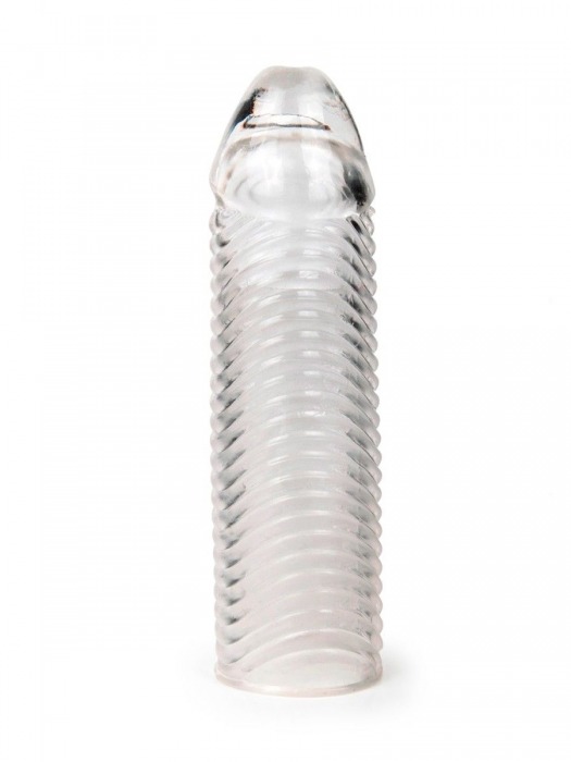 Прозрачная закрытая насадка на пенис с ребрышками - 16 см. - Sex Expert - в Нижневартовске купить с доставкой