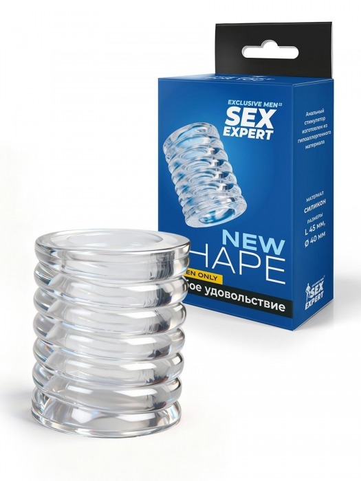 Прозрачная сквозная насадка на пенис с ребрышками - Sex Expert - в Нижневартовске купить с доставкой
