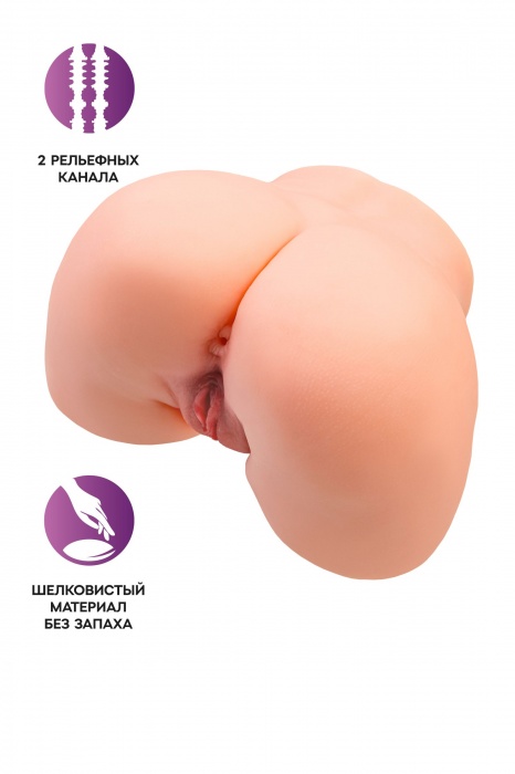 Телесный мастурбатор в форме попки с 2 любовными входами - No Name - в Нижневартовске купить с доставкой
