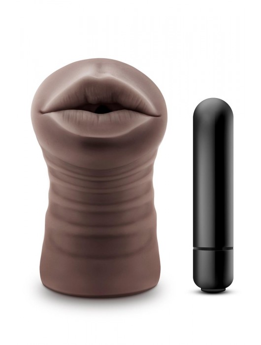 Коричневый мастурбатор-ротик Krystal Vibrating Masturbator - Blush Novelties - в Нижневартовске купить с доставкой