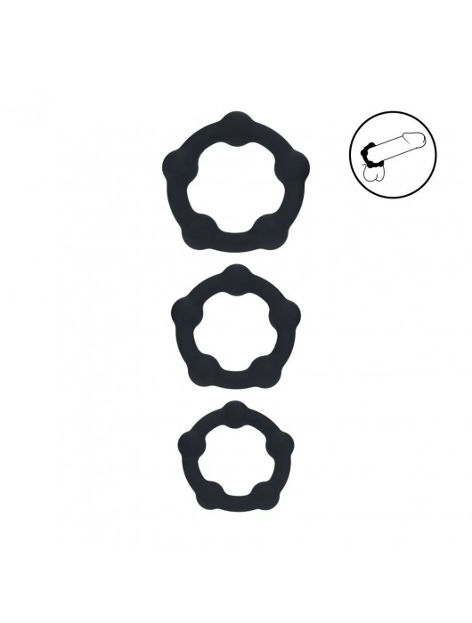 Набор из 3 эрекционных колец Beaded Silicone Cockring Set - Shots Media BV - в Нижневартовске купить с доставкой