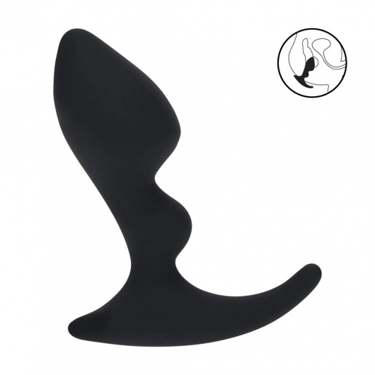 Черная анальная пробка для массажа простаты Double Ripple Silicone Prostate Massager - Shots Media BV - в Нижневартовске купить с доставкой