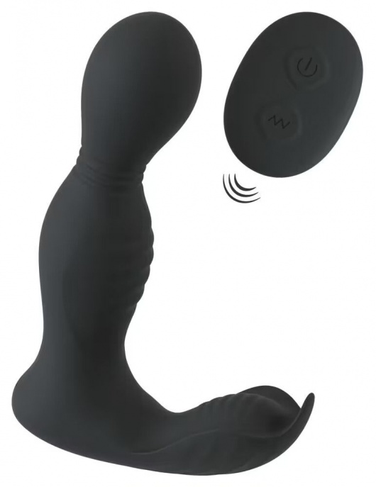 Черная анальная пробка с вибрацией, вращением и пультом ДУ RC Butt Plug with 2 Functions - Orion - в Нижневартовске купить с доставкой