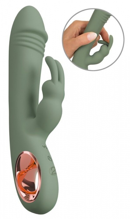 Оливковый вибратор-кролик Slim Rabbit Olive - 21,4 см. - Orion