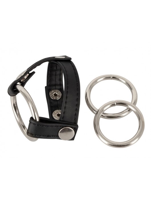 Подхват для мошонки с 3 съемными эрекционными кольцами Leder-Riemen - Orion - в Нижневартовске купить с доставкой