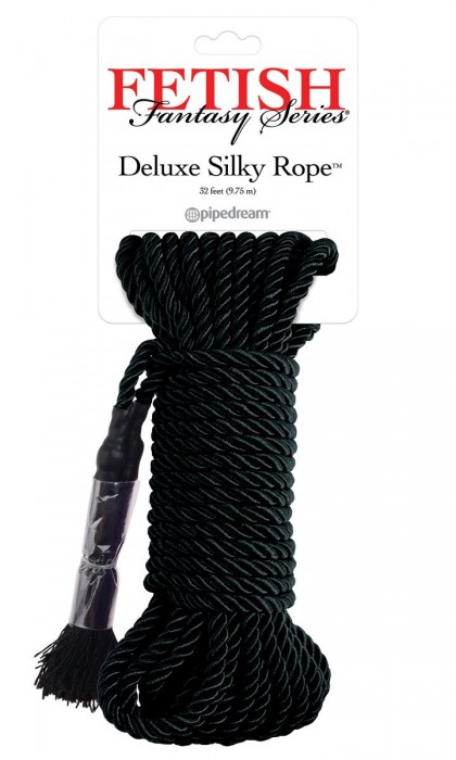 Черная веревка для фиксации Deluxe Silky Rope - 9,75 м. - Pipedream - купить с доставкой в Нижневартовске