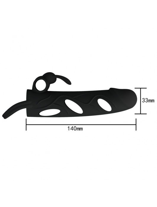 Чёрная насадка с клиторальным вибростимулятором и закрытой головкой - 14 см. - Baile - в Нижневартовске купить с доставкой