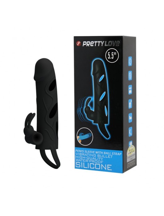 Чёрная насадка с клиторальным вибростимулятором и закрытой головкой - 14 см. - Baile - в Нижневартовске купить с доставкой