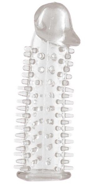 Прозрачная насадка на половой член с закрытой головкой и шипами - 12,5 см. - Toyfa Basic - в Нижневартовске купить с доставкой