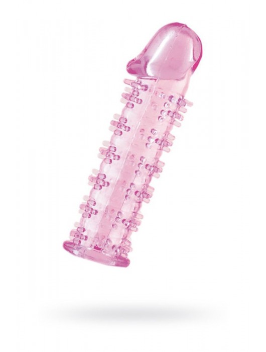 Гелевая розовая насадка на фаллос с шипами - 12 см. - Toyfa Basic - в Нижневартовске купить с доставкой
