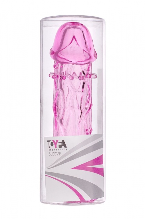 Гладкая розовая насадка с усиками под головкой - 12,5 см. - Toyfa Basic - в Нижневартовске купить с доставкой