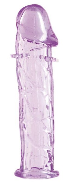 Гладкая фиолетовая насадка с усиками под головкой - 12,5 см. - Toyfa Basic - в Нижневартовске купить с доставкой Гладкая фиолетовая насадка с усиками под головкой - 12,5 см. - Toyfa Basic - в Нижневартовске купить с доставкой