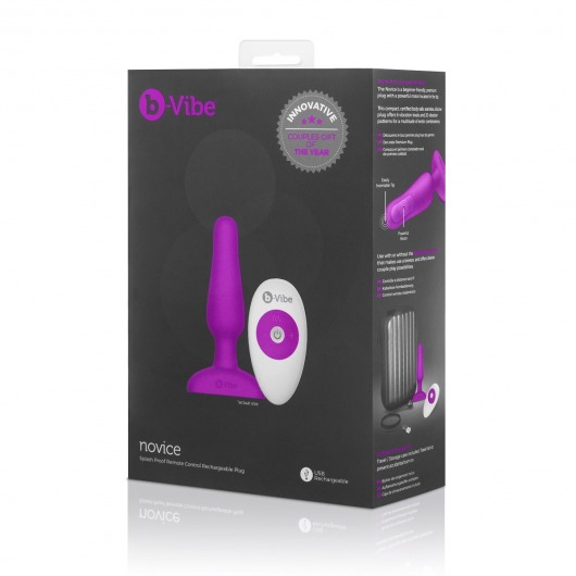 Анальная вибропробка NOVICE REMOTE CONTROL PLUG FUCHSIA - 10,2 см. - b-Vibe