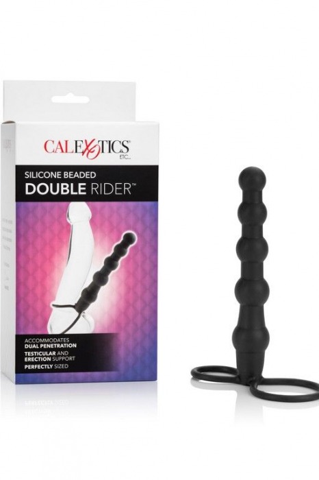 Насадка на пенис для двойного проникновения Silicone Beaded Double Rider - 14 см. - California Exotic Novelties - в Нижневартовске купить с доставкой