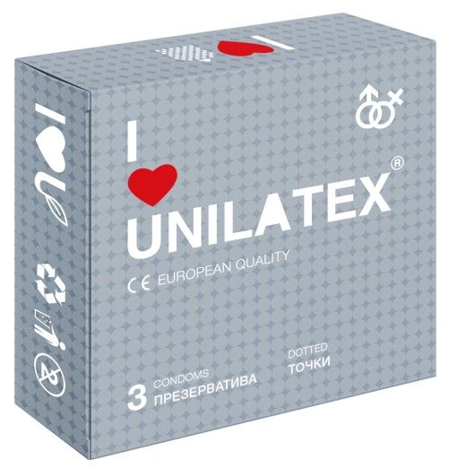 Презервативы с точками Unilatex Dotted - 3 шт. - Unilatex - купить с доставкой в Нижневартовске