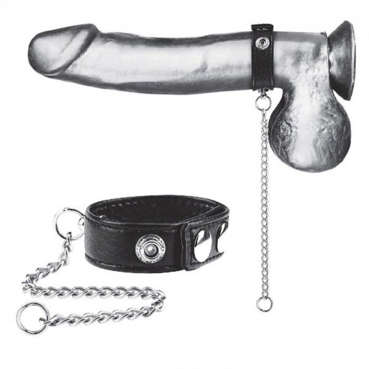 Утяжка на пенис с поводком Snap Cock Ring With 12  Leash - BlueLine - купить с доставкой в Нижневартовске