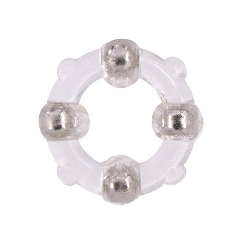 Эрекционное кольцо с 4 бусинами MENZSTUFF STUD RING CLEAR - Dream Toys - в Нижневартовске купить с доставкой