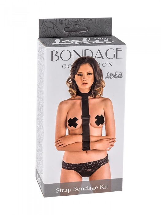 Ошейник с длинной лентой и наручниками Strap Bondage Kit Plus Size - Lola Games - купить с доставкой в Нижневартовске