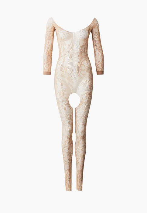 Бежевый комбинезон с замысловатым узором и короткими рукавами - Le Frivole купить с доставкой