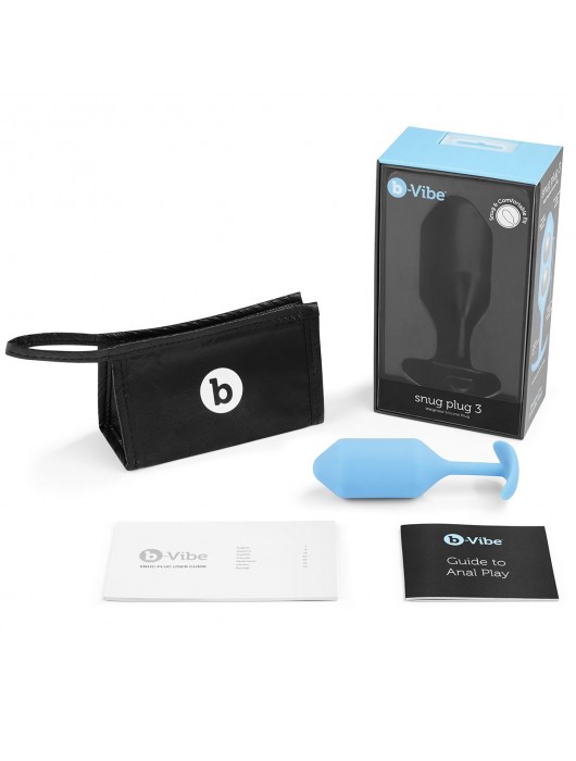 Голубая пробка для ношения B-vibe Snug Plug 3 - 12,7 см. - b-Vibe