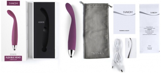 Фиолетовый гибкий тонкий вибратор Coco для G-стимуляции - 18,2 см. - Svakom