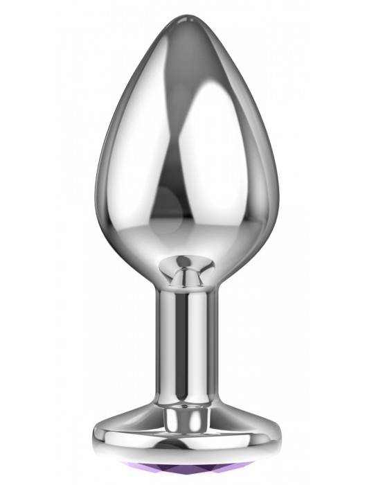 Малая серебристая анальная пробка Diamond Purple Sparkle Small с фиолетовым кристаллом - 7 см. - Lola Games - купить с доставкой в Нижневартовске