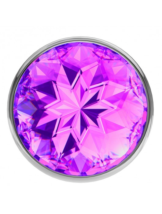 Малая серебристая анальная пробка Diamond Purple Sparkle Small с фиолетовым кристаллом - 7 см. - Lola Games - купить с доставкой в Нижневартовске