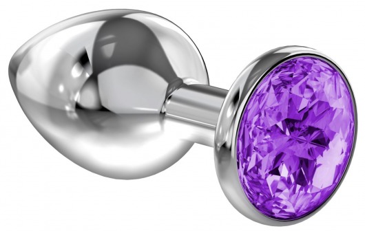 Малая серебристая анальная пробка Diamond Purple Sparkle Small с фиолетовым кристаллом - 7 см. - Lola Games - купить с доставкой в Нижневартовске