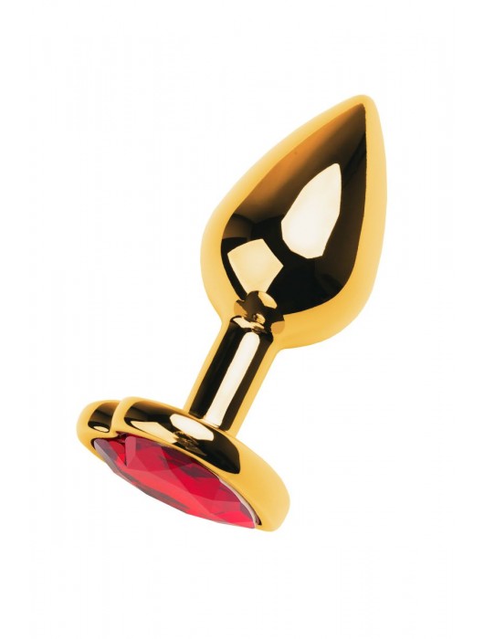 Золотистая анальная пробка с кристаллом-сердцем - 7,5 см. - ToyFa - купить с доставкой в Нижневартовске