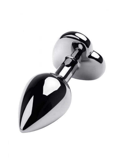 Серебристая анальная пробка с прозрачным кристаллом-сердцем - 8 см. - ToyFa - купить с доставкой в Нижневартовске