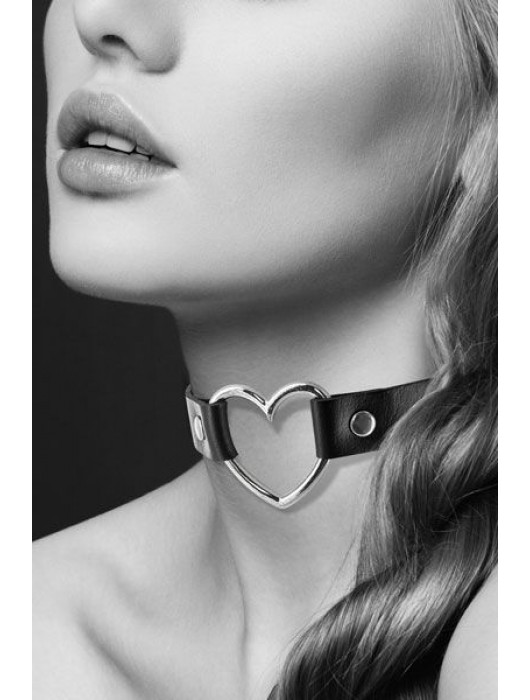Чёрный чокер с кольцом в форме сердца - Bijoux Pour Toi - купить с доставкой в Нижневартовске