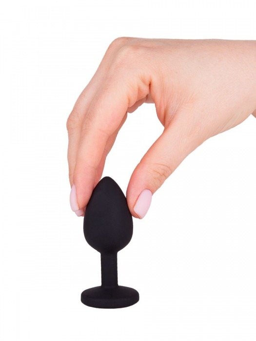 Чёрная анальная втулка с красным кристаллом - 7,3 см. - Джага-Джага - купить с доставкой в Нижневартовске