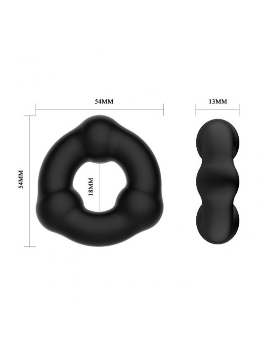 Черное эрекционное кольцо с 3 шариками - Baile - в Нижневартовске купить с доставкой