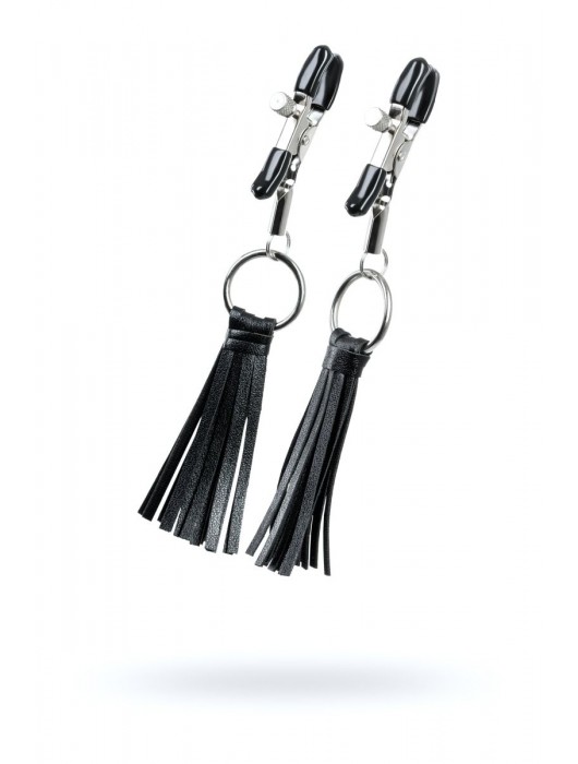 Черно-серебристые зажимы для сосков Theatre с кисточками - ToyFa - купить с доставкой в Нижневартовске