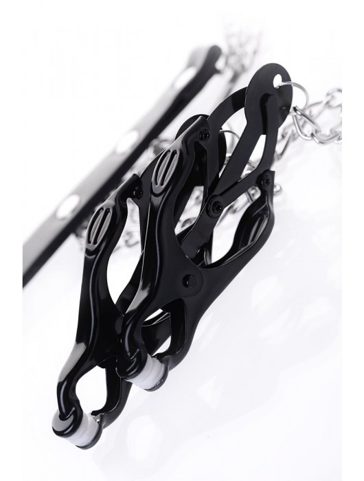 Черно-серебристые зажимы для сосков с кольцом для пениса TOYFA Metal - ToyFa - купить с доставкой в Нижневартовске