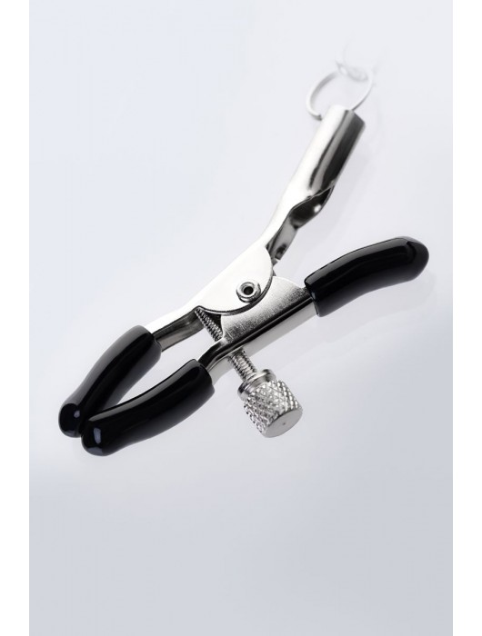 Серебристо-чёрные зажимы для сосков с кольцом для пениса TOYFA Metal - ToyFa - купить с доставкой в Нижневартовске