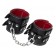 Черные кожаные наручники с двумя ремнями и красной подкладкой - Pecado - купить с доставкой в Нижневартовске